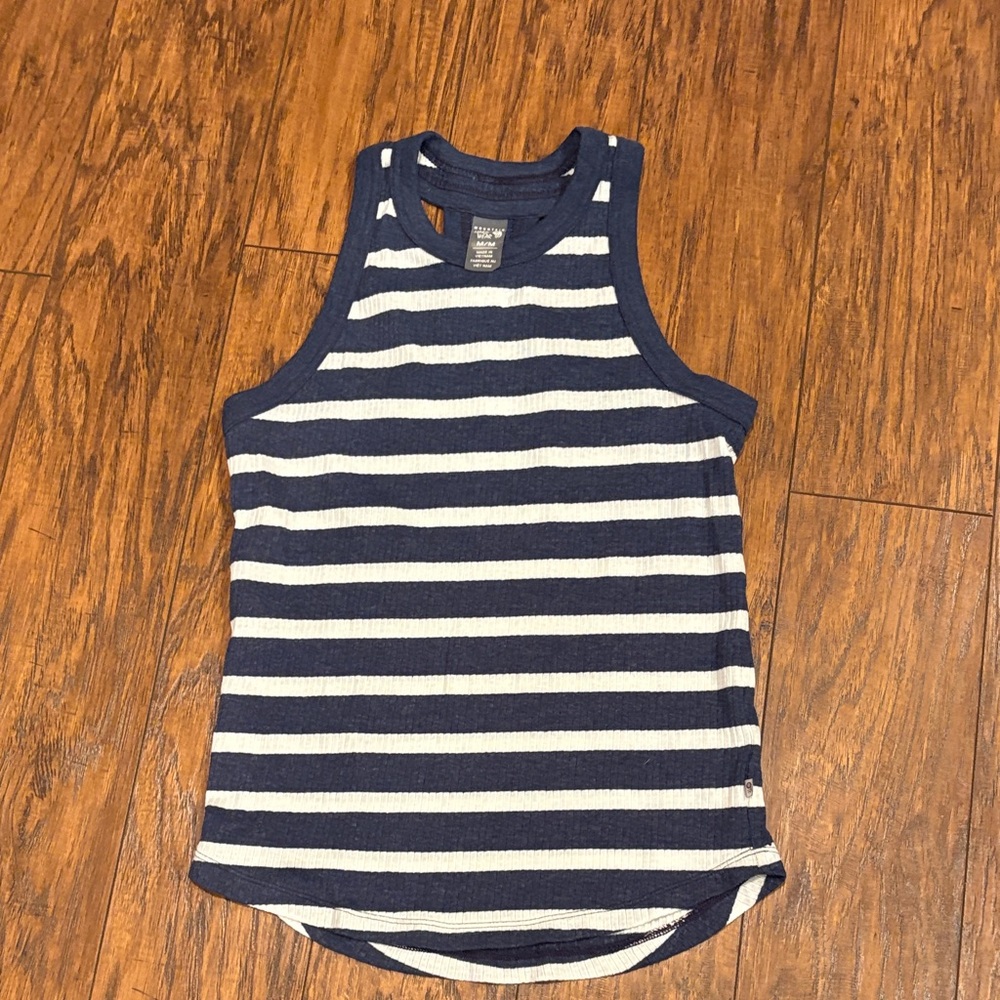 Mountain Hardwear Navy and White Striped Tank Top